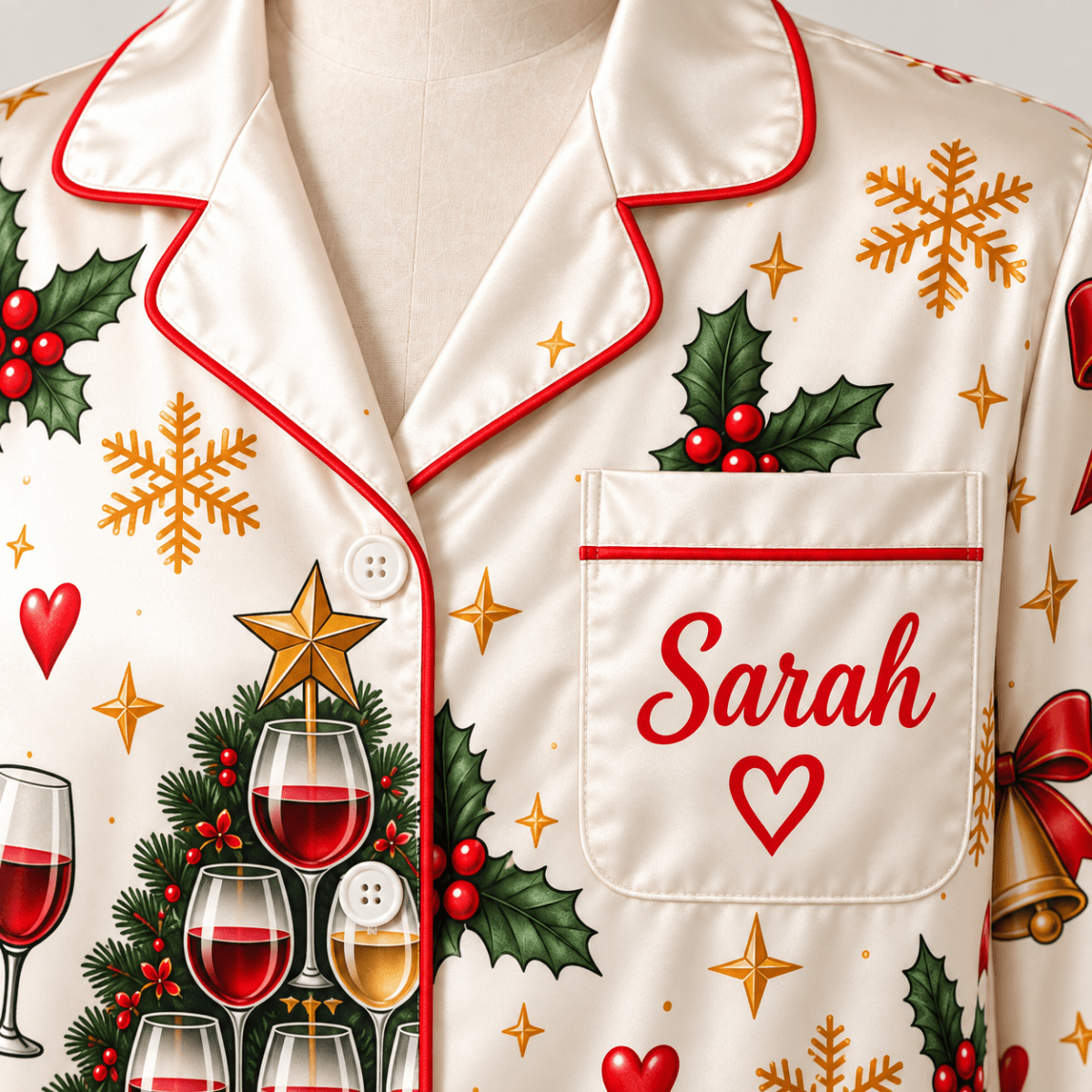 Personalized It's the Most Wonderful Wine of the Year Satin Pajamas Set - FlamingoAholic