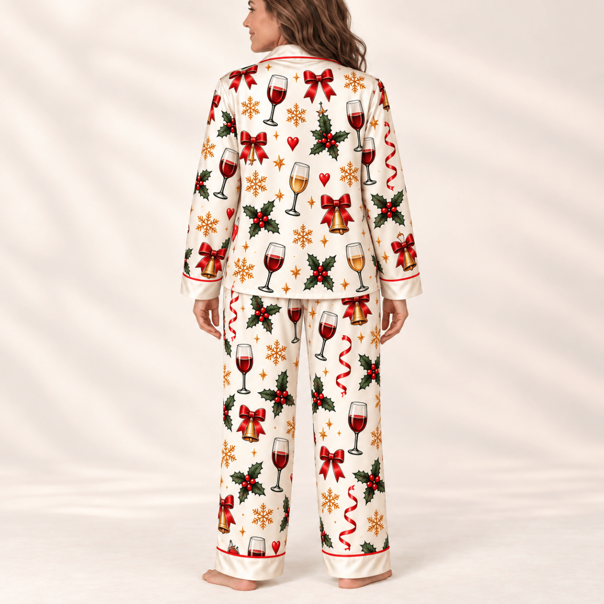 Personalized It's the Most Wonderful Wine of the Year Satin Pajamas Set - FlamingoAholic