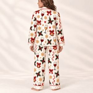 Personalized It's the Most Wonderful Wine of the Year Satin Pajamas Set - FlamingoAholic