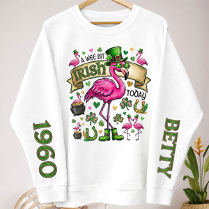 Personalized Leprechaun Flamingo St. Patrick's Day Sweatshirt - Custom Year & Name 'A Wee Bit Irish' Tee - FlamingoAholic