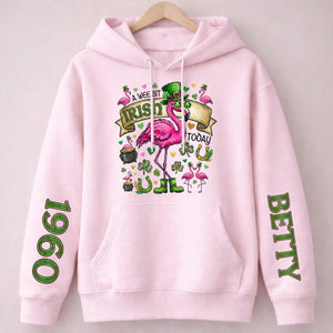 Personalized Leprechaun Flamingo St. Patrick's Day Sweatshirt - Custom Year & Name 'A Wee Bit Irish' Tee - FlamingoAholic