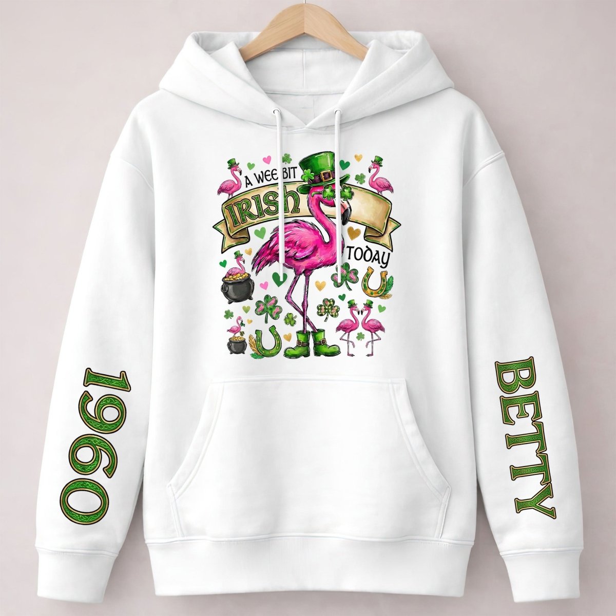 Personalized Leprechaun Flamingo St. Patrick's Day Sweatshirt - Custom Year & Name 'A Wee Bit Irish' Tee - FlamingoAholic