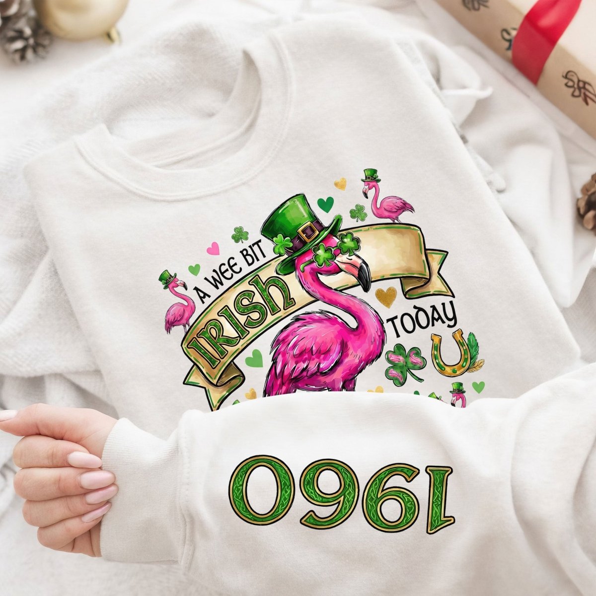 Personalized Leprechaun Flamingo St. Patrick's Day Sweatshirt - Custom Year & Name 'A Wee Bit Irish' Tee - FlamingoAholic