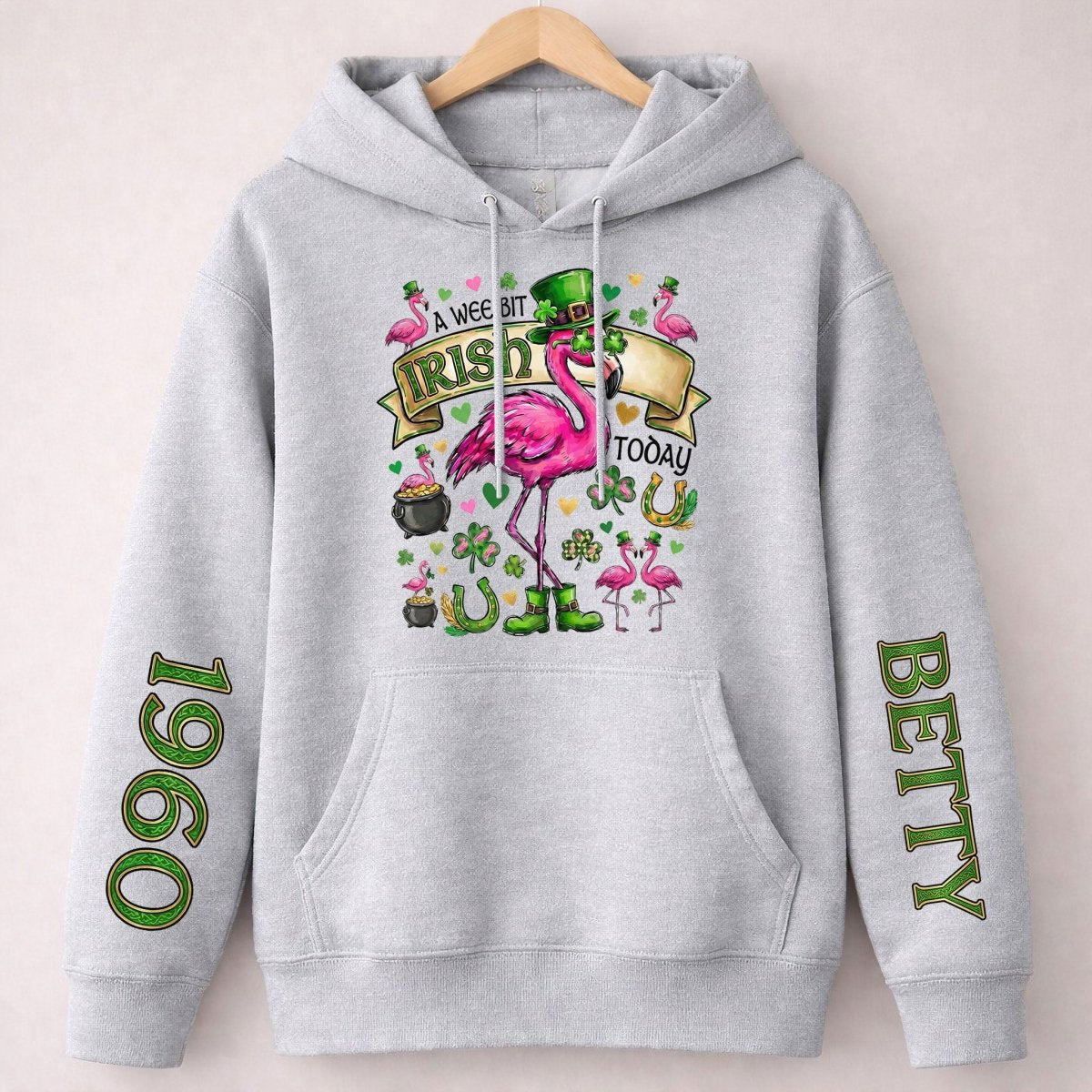 Personalized Leprechaun Flamingo St. Patrick's Day Sweatshirt - Custom Year & Name 'A Wee Bit Irish' Tee - FlamingoAholic