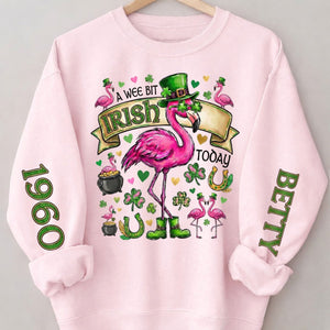 Personalized Leprechaun Flamingo St. Patrick's Day Sweatshirt - Custom Year & Name 'A Wee Bit Irish' Tee - FlamingoAholic