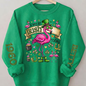 Personalized Leprechaun Flamingo St. Patrick's Day Sweatshirt - Custom Year & Name 'A Wee Bit Irish' Tee - FlamingoAholic