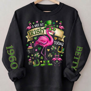 Personalized Leprechaun Flamingo St. Patrick's Day Sweatshirt - Custom Year & Name 'A Wee Bit Irish' Tee - FlamingoAholic
