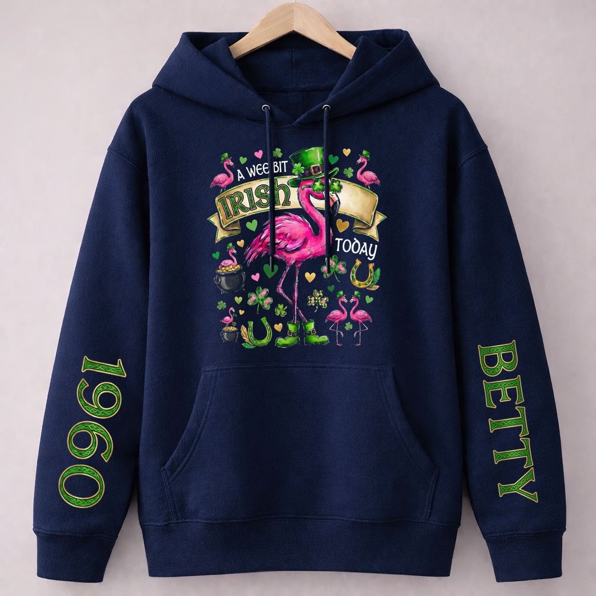 Personalized Leprechaun Flamingo St. Patrick's Day Sweatshirt - Custom Year & Name 'A Wee Bit Irish' Tee - FlamingoAholic