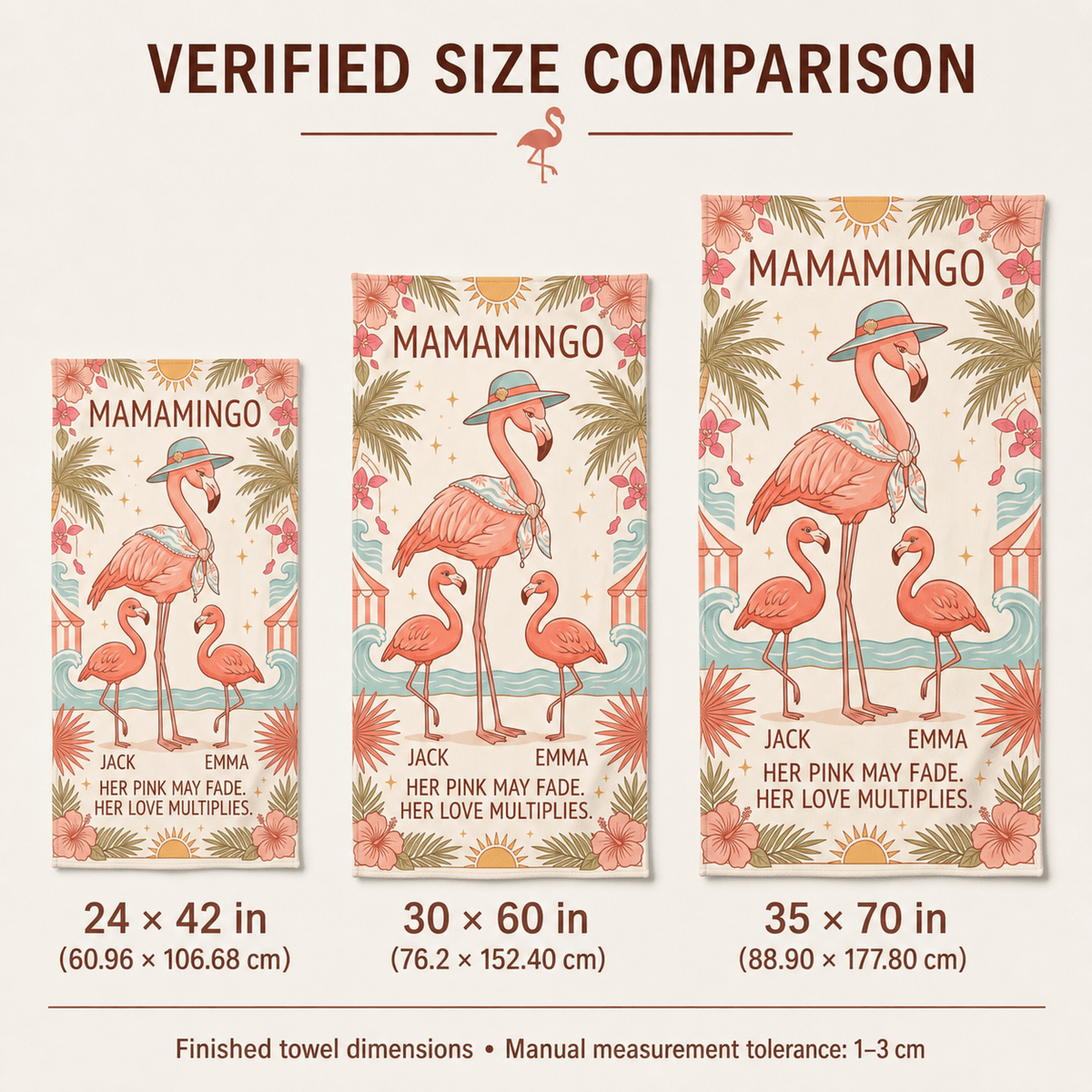 Personalized Mamamingo Beach Towel | Custom Flamingo Mom Gift | Mother's Day Beach Towel - FlamingoAholic