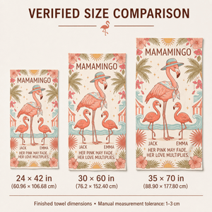 Personalized Mamamingo Beach Towel | Custom Flamingo Mom Gift | Mother's Day Beach Towel - FlamingoAholic