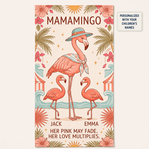 Personalized Mamamingo Beach Towel | Custom Flamingo Mom Gift | Mother's Day Beach Towel - FlamingoAholic