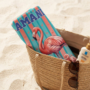 Personalized Mamamingo Beach Towel - Custom Name "Keeping the Flock in Line" Gift - FlamingoAholic