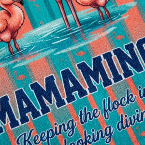 Personalized Mamamingo Beach Towel - Custom Name "Keeping the Flock in Line" Gift - FlamingoAholic