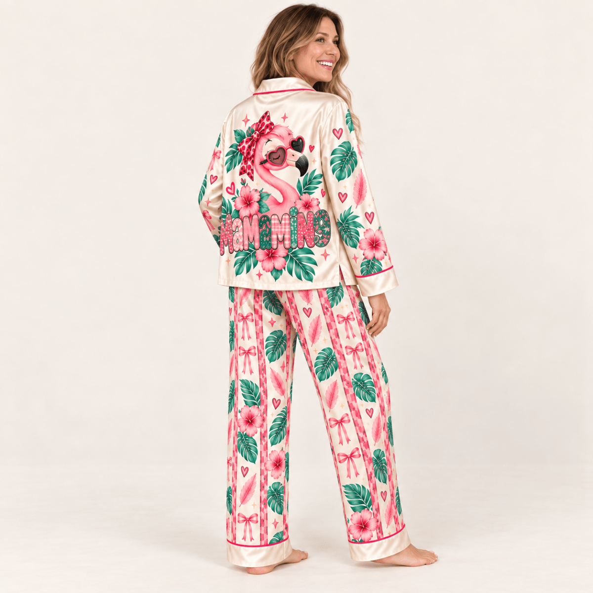 Personalized Mamamingo Flamingo Pajama Set for Women - FlamingoAholic