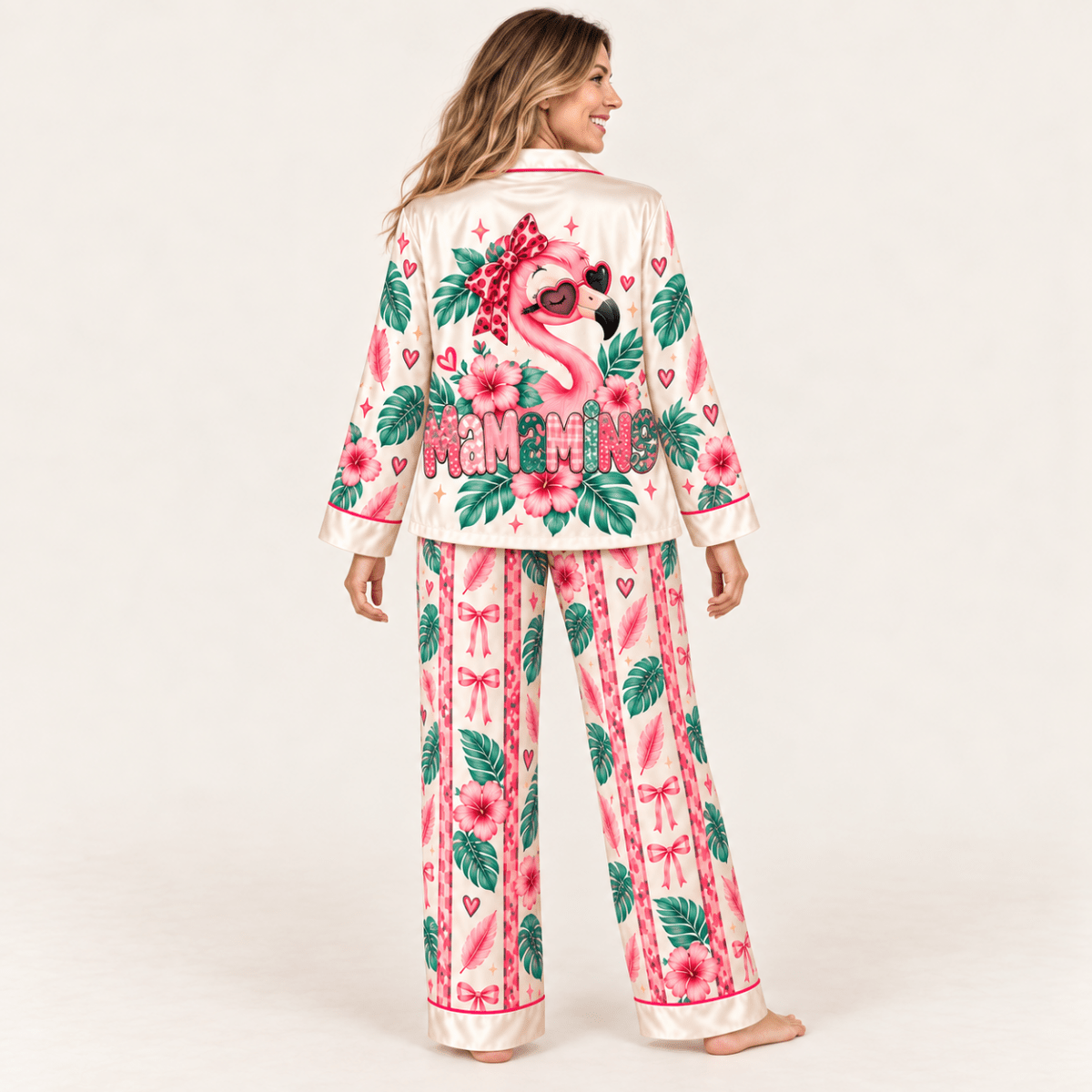 Personalized Mamamingo Flamingo Pajama Set for Women - FlamingoAholic