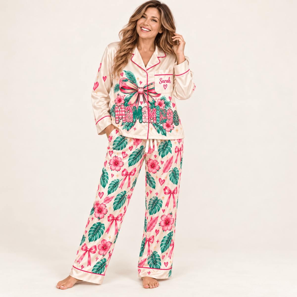 Personalized Mamamingo Flamingo Pajama Set for Women - FlamingoAholic