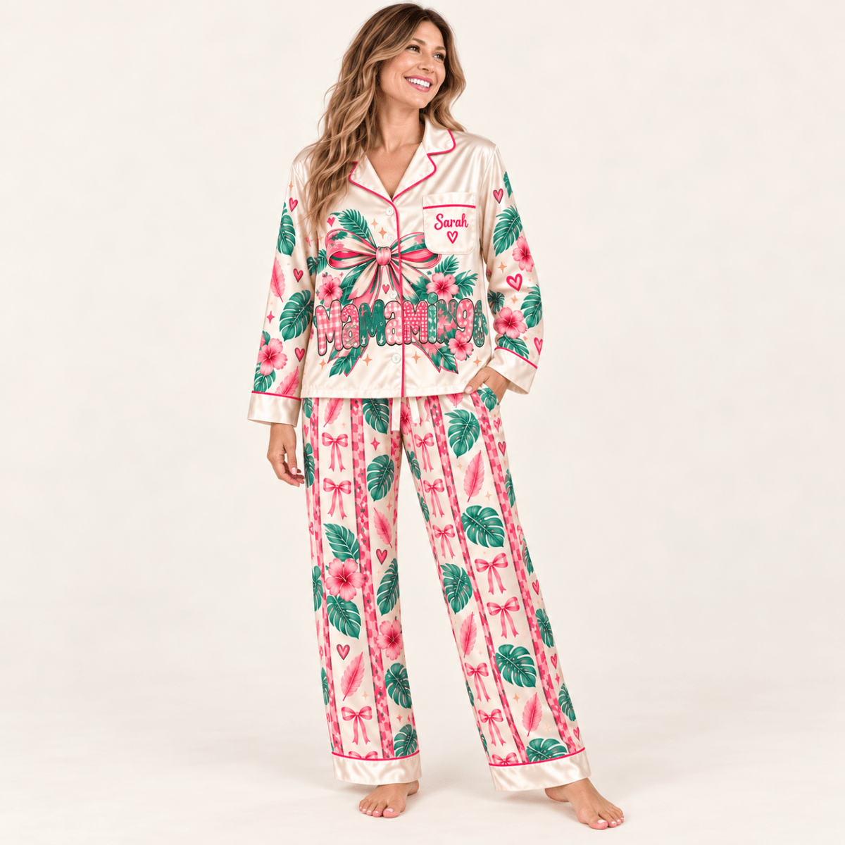 Personalized Mamamingo Flamingo Pajama Set for Women - FlamingoAholic