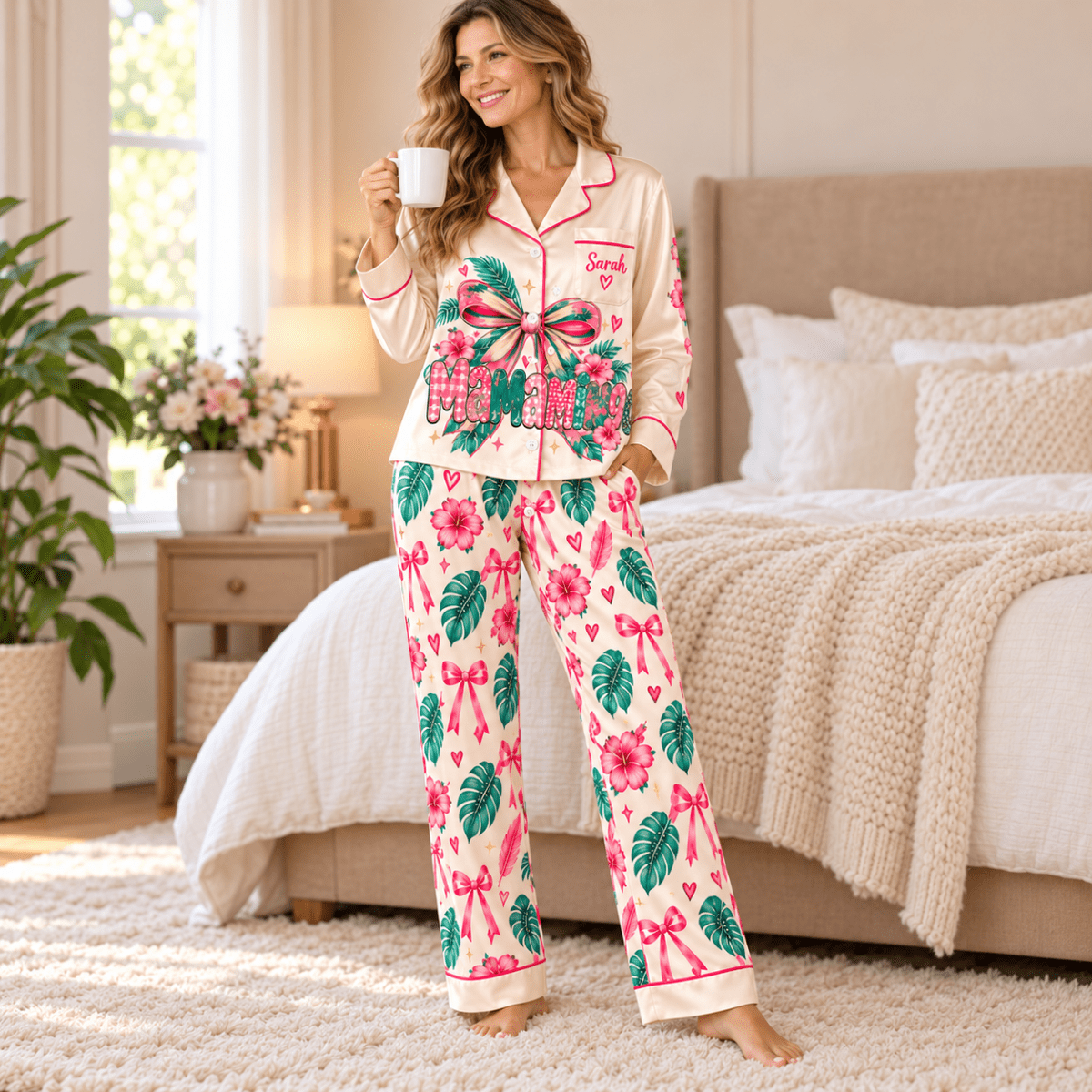 Personalized Mamamingo Flamingo Pajama Set for Women - FlamingoAholic