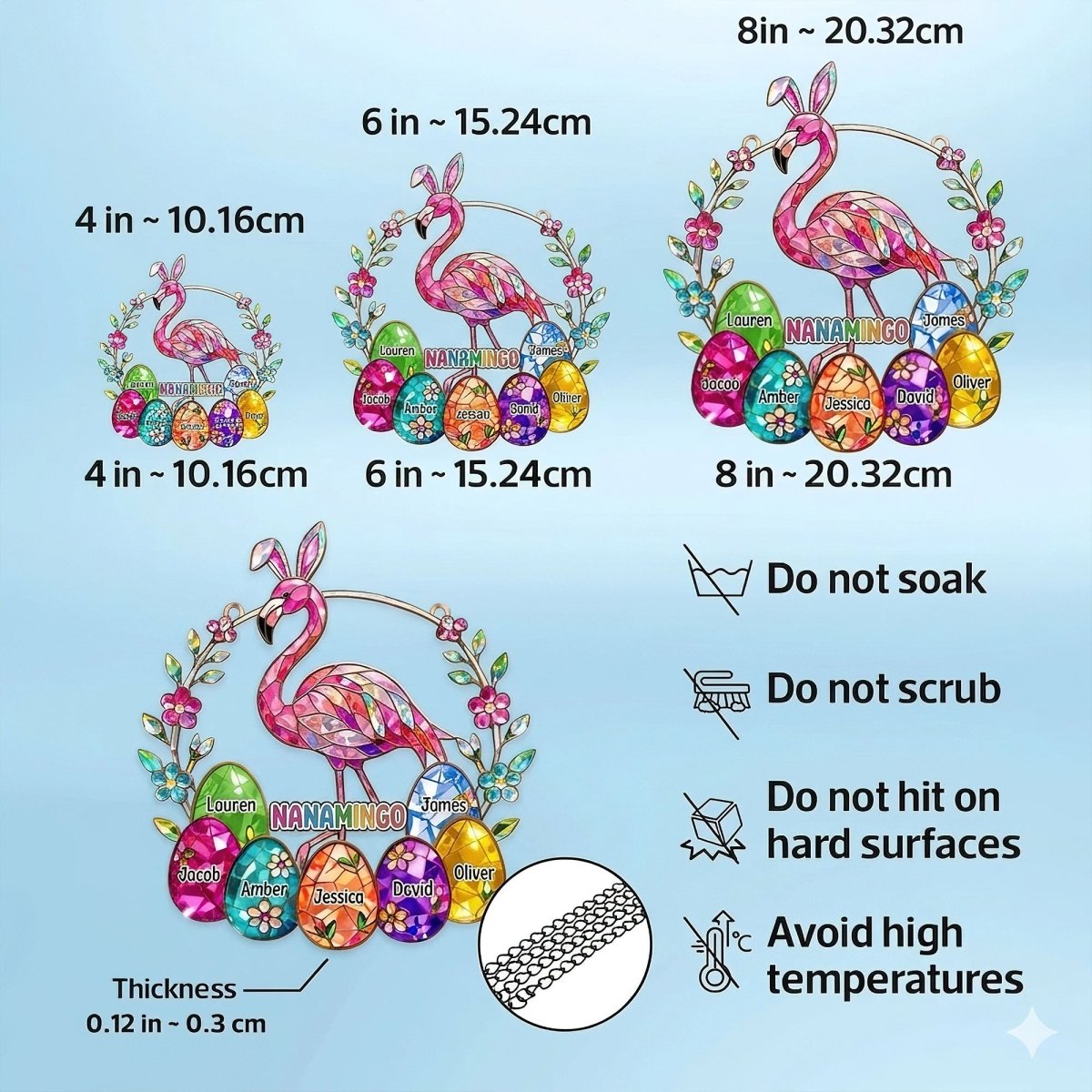 Personalized Mamamingo Flamingo Suncatcher – Custom Easter Gift for Grandma with Kids Names - FlamingoAholic