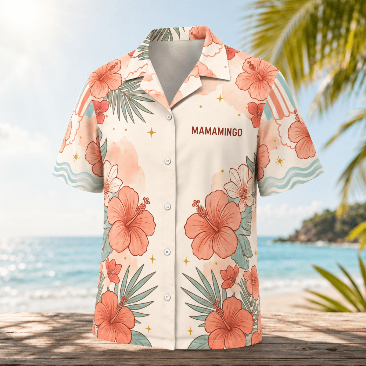 Personalized Mamamingo Hawaiian Shirt for Mom | Custom Flamingo Mom Beach Shirt | Mother's Day Gift from Kids - FlamingoAholic