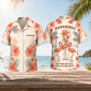 Personalized Mamamingo Hawaiian Shirt for Mom | Custom Flamingo Mom Beach Shirt | Mother's Day Gift from Kids - FlamingoAholic