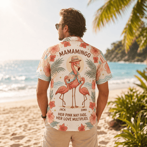Personalized Mamamingo Hawaiian Shirt for Mom | Custom Flamingo Mom Beach Shirt | Mother's Day Gift from Kids - FlamingoAholic