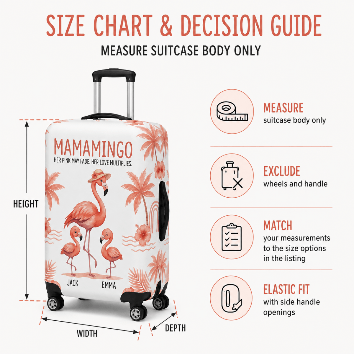 Personalized Mamamingo Luggage Cover | Custom Flamingo Mom Suitcase Protector Travel Gift - FlamingoAholic