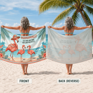 Personalized Mamamingo Sarong | Custom Flamingo Beach Cover Up | Mom Beach Vacation Gift - FlamingoAholic