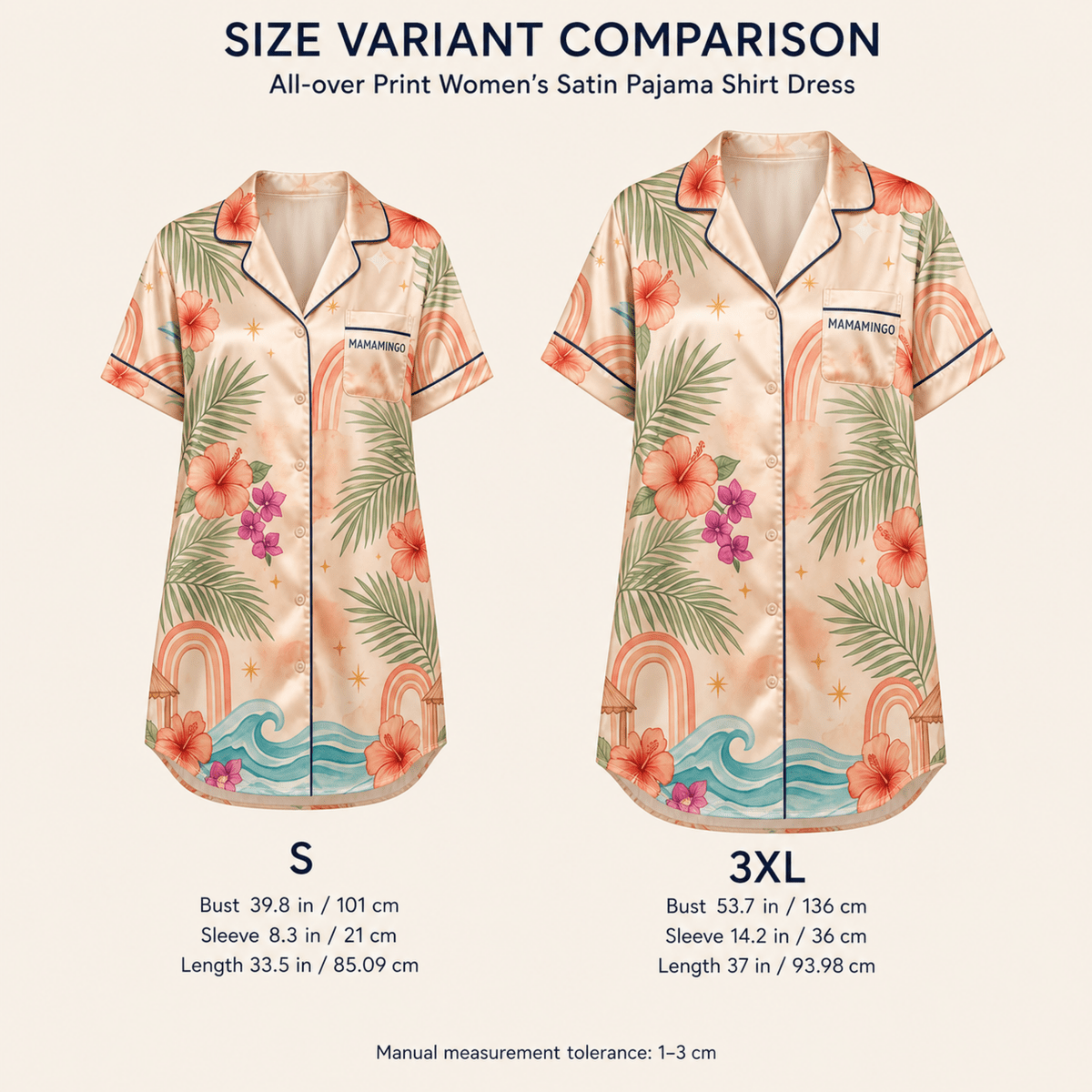 Personalized Mamamingo Satin Pajama Shirt Dress | Custom Mom Flamingo Sleep Shirt | Mother's Day Pajama Dress Gift - FlamingoAholic