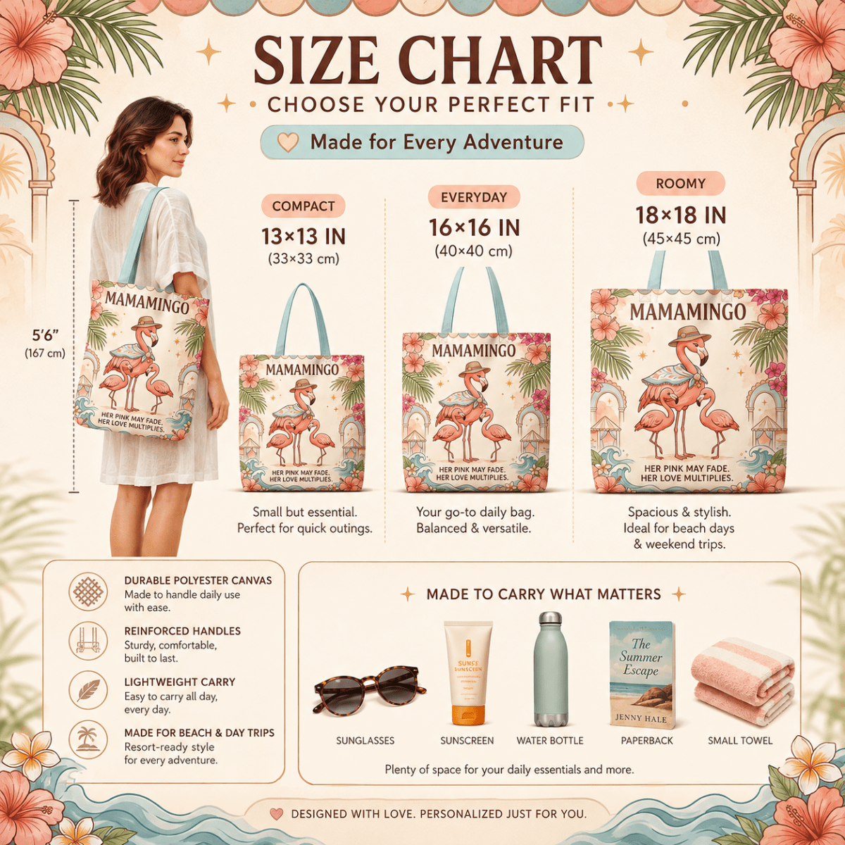 Personalized Mamamingo Tote Bag | Custom Flamingo Mom Beach Canvas Shopping Bag - FlamingoAholic