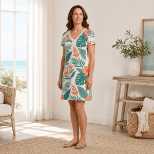 Personalized Mamamingo Women's Fine Jersey V-Neck Dress | Custom Mom Flamingo Dress - FlamingoAholic