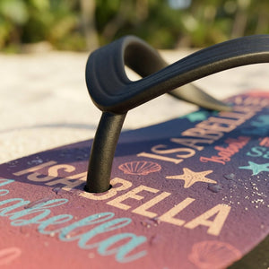 Personalized Navy Sea Turtle Flip Flops - Custom Name Beach Summer Sandals Gift - FlamingoAholic