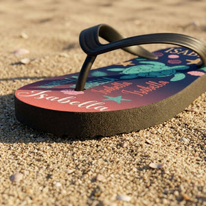 Personalized Navy Sea Turtle Flip Flops - Custom Name Beach Summer Sandals Gift - FlamingoAholic