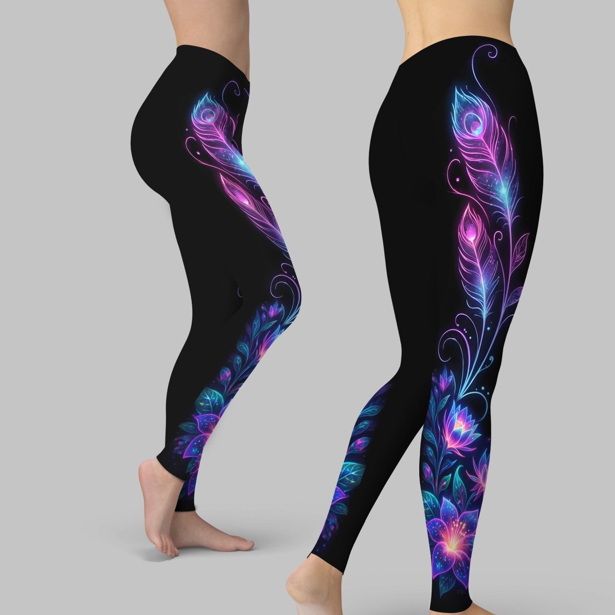 Personalized Neon Galaxy Flamingo Yoga Leggings and Tank Top Set - Custom Workout Outfit - FlamingoAholic