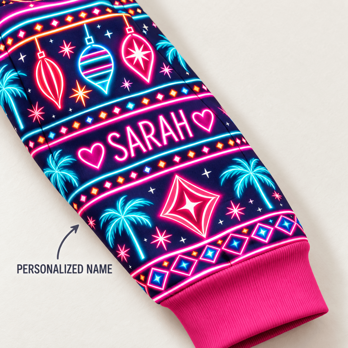 Personalized Neon Pink Christmas Flamingo Sweater & Hoodie - FlamingoAholic