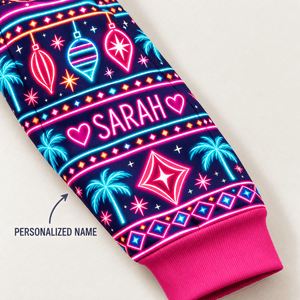 Personalized Neon Pink Christmas Flamingo Sweater & Hoodie - FlamingoAholic