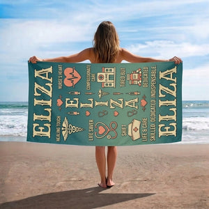 Personalized Nurse Beach Towel - Custom Name "Skilled. Dedicated. Indispensable." - FlamingoAholic