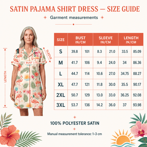 Personalized Off Duty in Paradise Satin Pajama Shirt Dress | Flamingo Vacation Sleep Shirt | Palm Beach Resort Sleepwear - FlamingoAholic