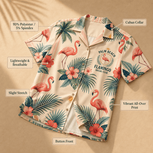 Personalized Palm Beach Flamingo Hawaiian Shirt for Women | Custom Coastal Resort Shirt | Flamingo Social Club Gift - FlamingoAholic