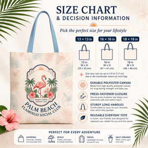 Personalized Palm Beach Flamingo Tote Bag | Custom Beach Bag | Tropical Canvas Tote - FlamingoAholic