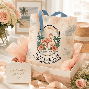 Personalized Palm Beach Flamingo Tote Bag | Custom Beach Bag | Tropical Canvas Tote - FlamingoAholic