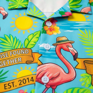 Personalized "Paradise Found Together" Couples Flamingo Hawaiian Shirt - FlamingoAholic