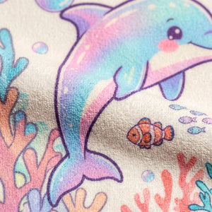 Personalized Pastel Dolphin Beach Towel - Custom Name Kids Summer Gift - FlamingoAholic