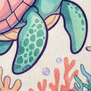 Personalized Pastel Turtle Beach Towel - Custom Name Kids Summer Gift - FlamingoAholic