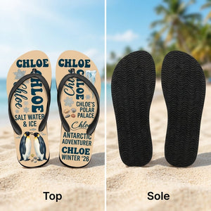 Personalized Penguin Lightweight Flip Flops - Custom Name "Chloe" - FlamingoAholic