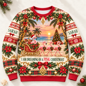 Personalized Pink Christmas Flamingo Sweater & Hoodie - FlamingoAholic
