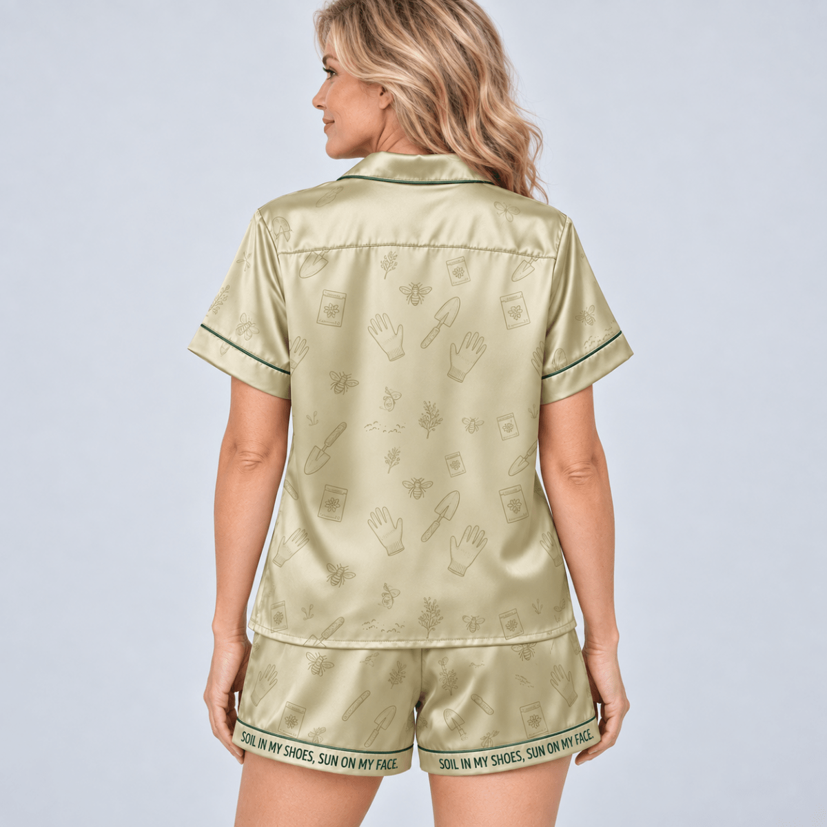 Personalized Plant Diva Satin Pajama Set for Women, Funny Gardening Pajamas - FlamingoAholic