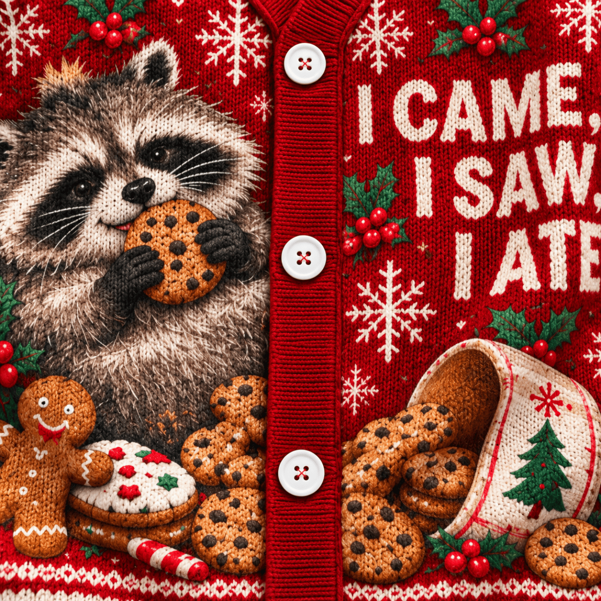Personalized Raccoon Christmas Knitted Sweater & Cardigan – Cookie Lover - FlamingoAholic