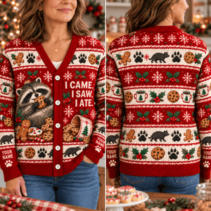 Personalized Raccoon Christmas Knitted Sweater & Cardigan – Cookie Lover - FlamingoAholic