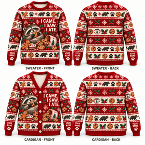 Personalized Raccoon Christmas Knitted Sweater & Cardigan – Cookie Lover - FlamingoAholic